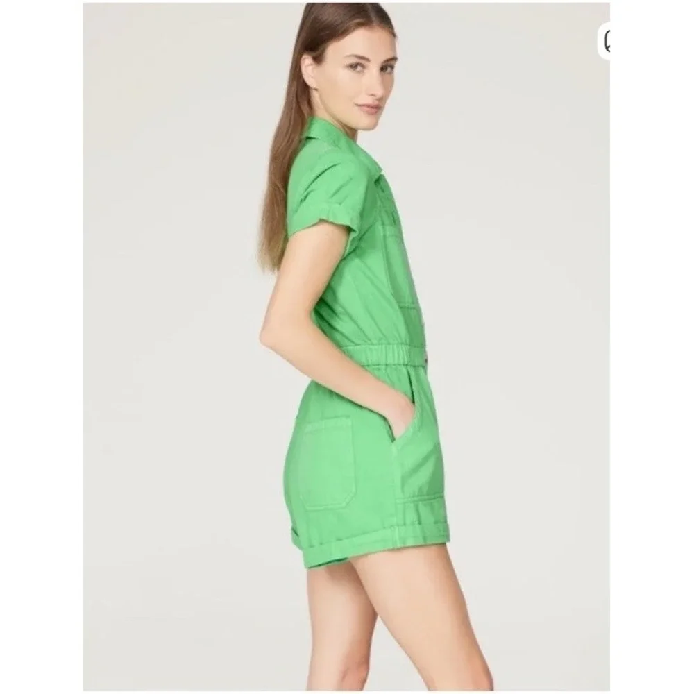 Show Me Your‎ MuMu Women's Cannon Romper Green Denim Size L Festival St. Patrick - Picture 3 of 6